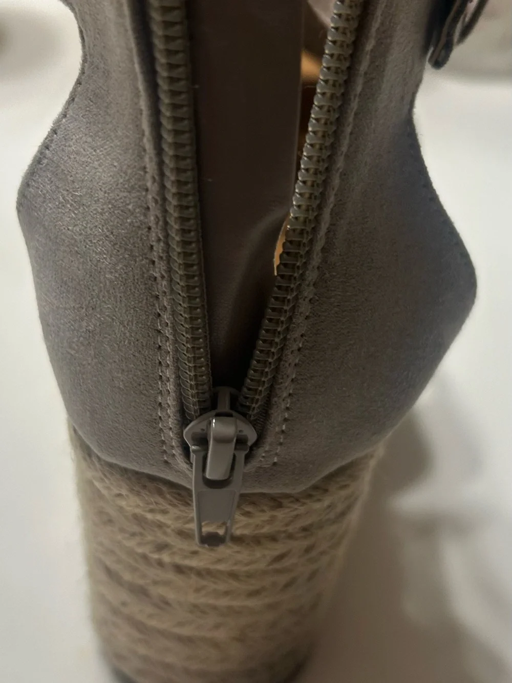 A.N.A espadrille platform wedge sandals in gray/taupe. 8.5